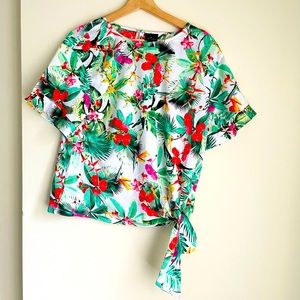 Women’s Tropical Print Linen Blouse- M (Only Worn Once)